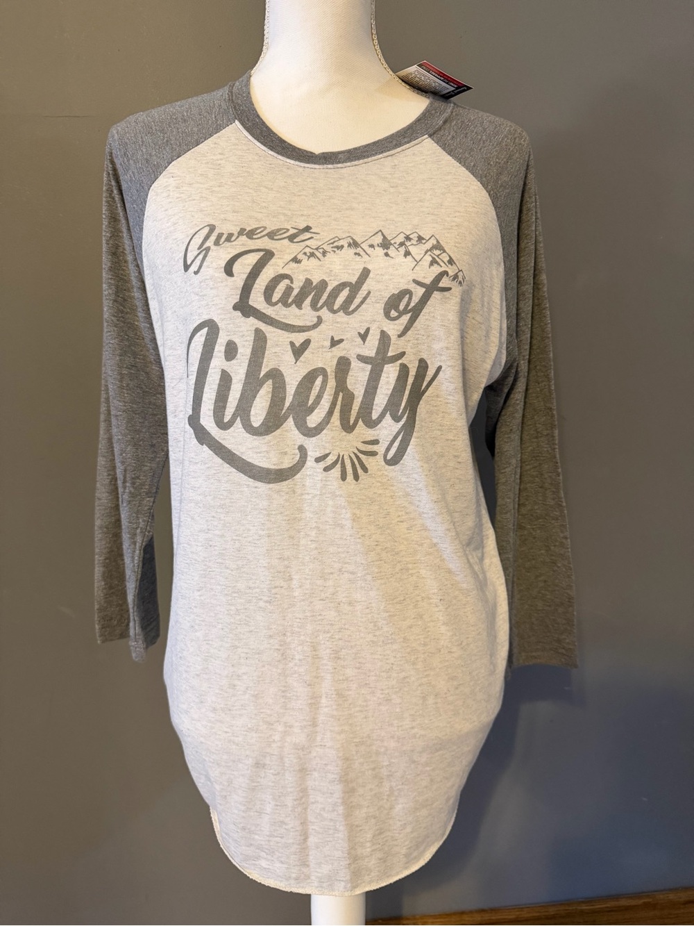 Sweet Land of Liberty  Raglan Tee - Gray/Charcoal